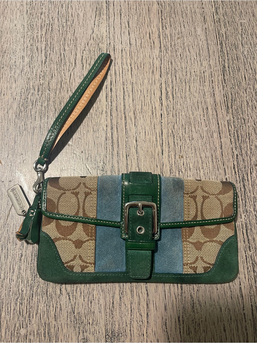 Vintage Coach Signature Canvas Wrislet leather trim
